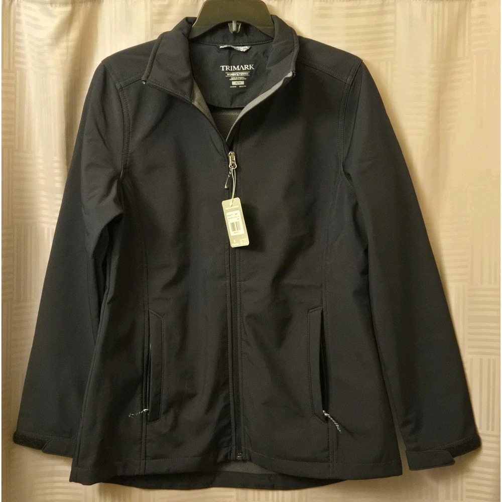 Trimark Jacket Womens Med W Maxson Softshell Full Zip Navy Lightweight Windproof
